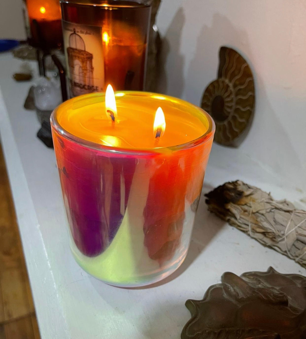 Iris ~ 18oz Iridescent Vessel ~ Organic Wax ~ All Natural Candle ~ Soy Free ~ Essential Oil Candle