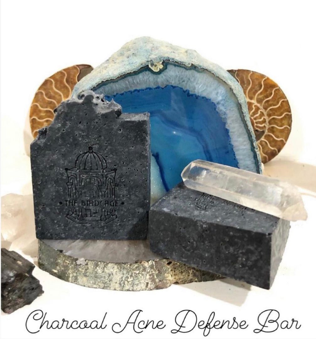 Charcoal Acne Defense Bar ~ "The Black Sea" ~ Pure Food Grade Activated Charcoal , Bentonite Clay w/ TeaTree and Grapefruit and exfoliating Dead Sea Salt