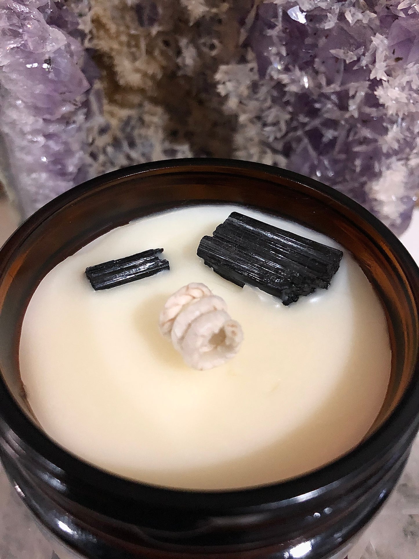 Frankincense & Myrrh Natural Candle w/ Tourmaline for Protection ~ Essential Oils Only ~ All Natural ~ No Fragrances~ Chemical and Soy Free*