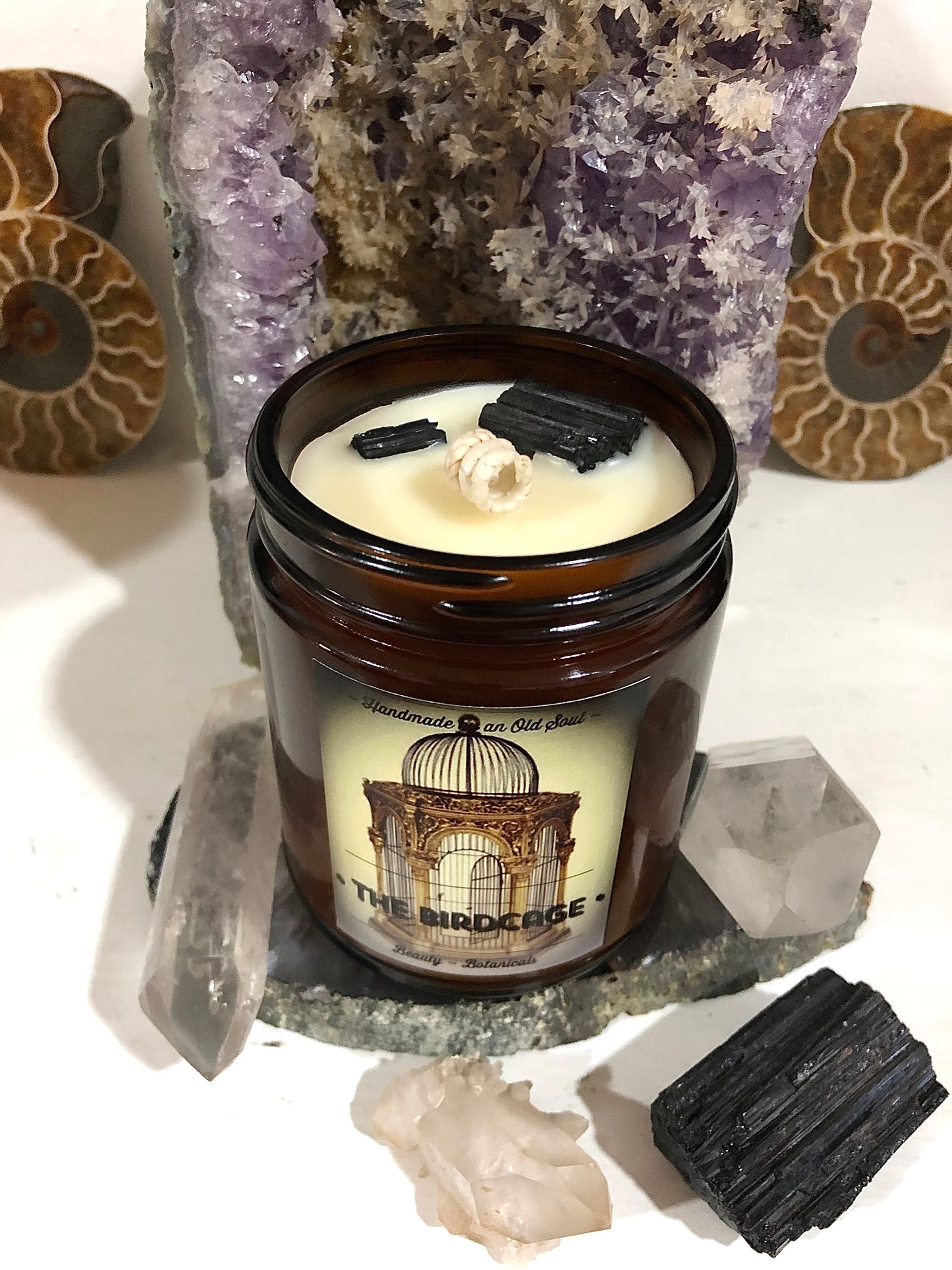 Frankincense & Myrrh Natural Candle w/ Tourmaline for Protection ~ Essential Oils Only ~ All Natural ~ No Fragrances~ Chemical and Soy Free*