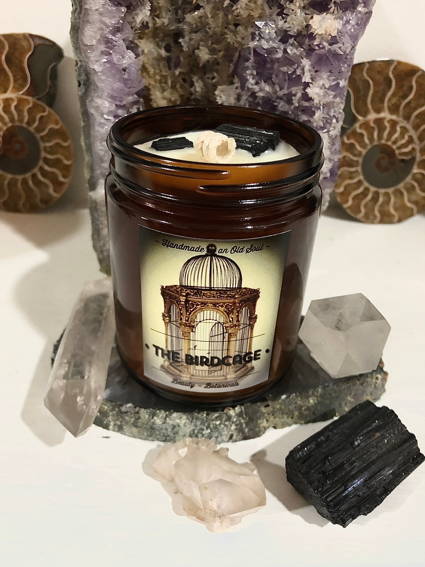 Frankincense & Myrrh Natural Candle w/ Tourmaline for Protection ~ Essential Oils Only ~ All Natural ~ No Fragrances~ Chemical and Soy Free*