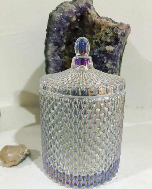 Anastasia *~ Iridescent glass vessel filled with the Natural scent of your dreams*~Natural Hand poured Candle~ Essential Oils only