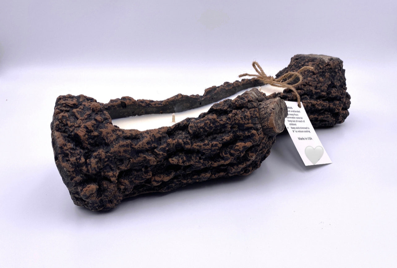 Rustic Log Candle ~ Natural Candle ~ chemical free ~ Soy free* ~ Essential Oil Candle ~ Log Candle inspired by Nature *