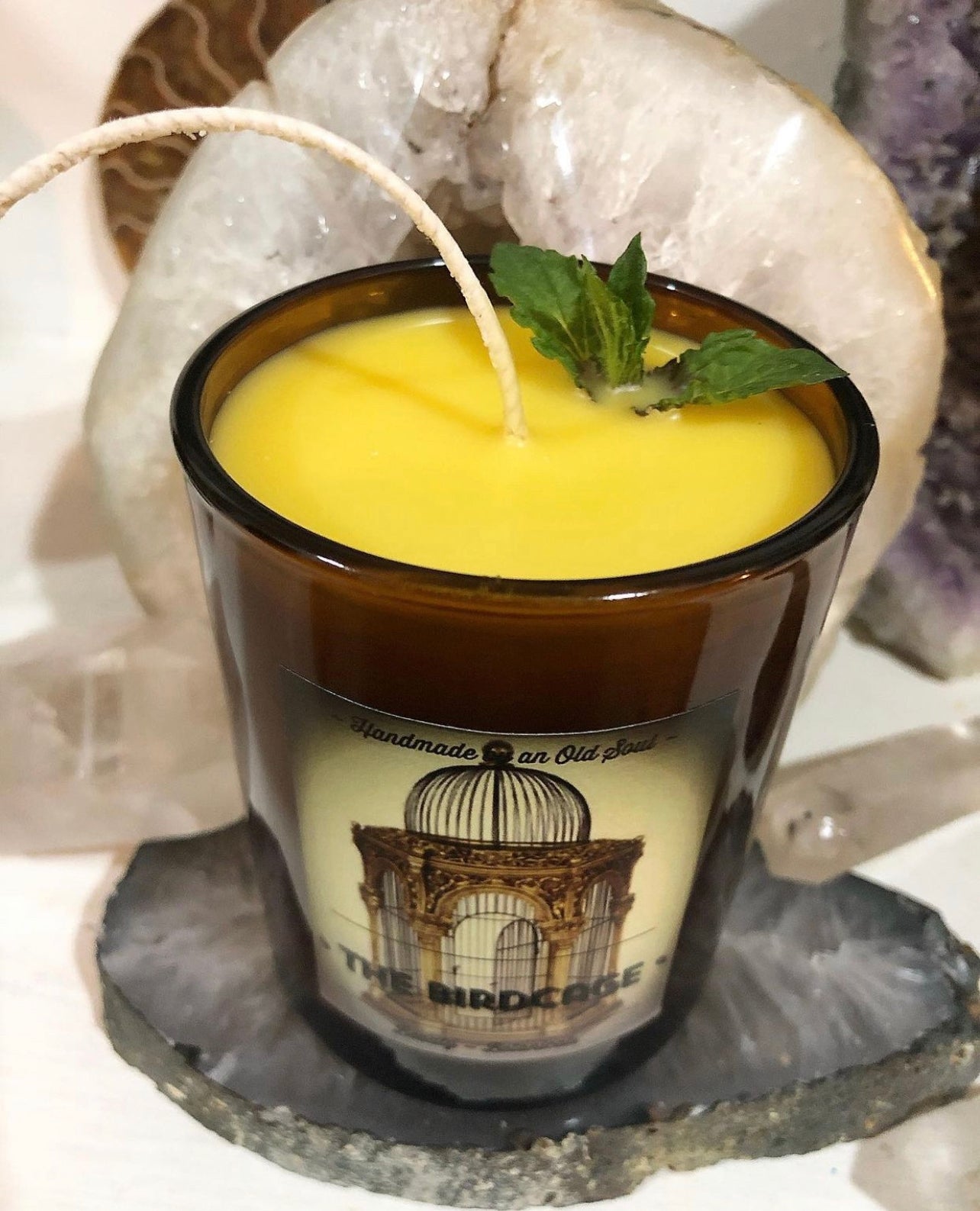 Tangerine & Spearmint Organic Beeswax Candle ~ Essential oil candles* pure , natural, no chemical perfumes*