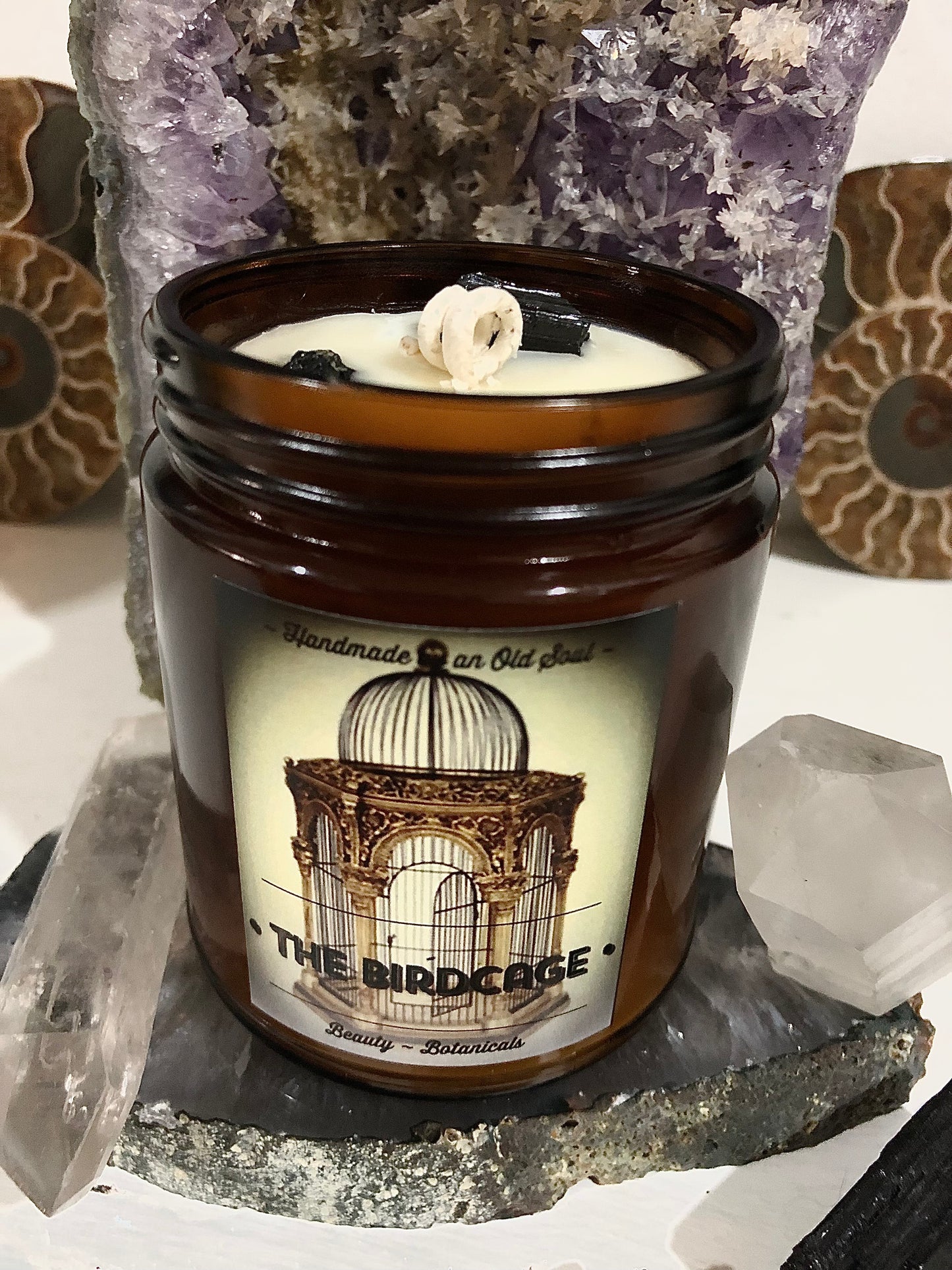 Frankincense & Myrrh Natural Candle w/ Tourmaline for Protection ~ Essential Oils Only ~ All Natural ~ No Fragrances~ Chemical and Soy Free*