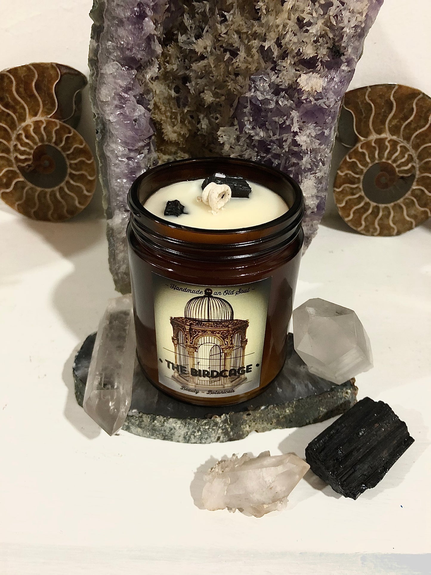 Frankincense & Myrrh Natural Candle w/ Tourmaline for Protection ~ Essential Oils Only ~ All Natural ~ No Fragrances~ Chemical and Soy Free*