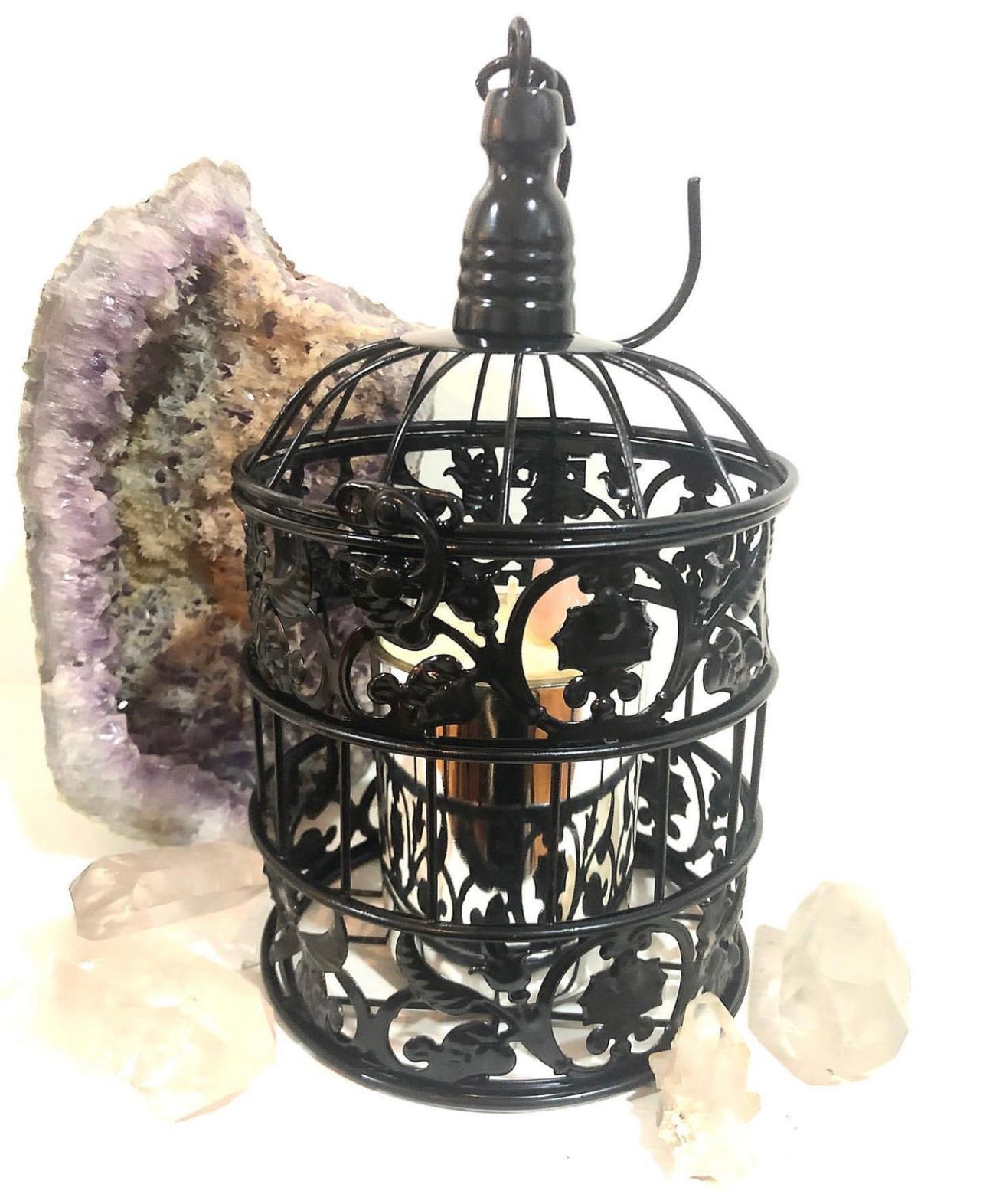 Victorian Love Cage ~ Candle Holder, Rose Candle , Rose Scrub, Victorian Garden Roll on and Pink Lemonade Handmade Soap *