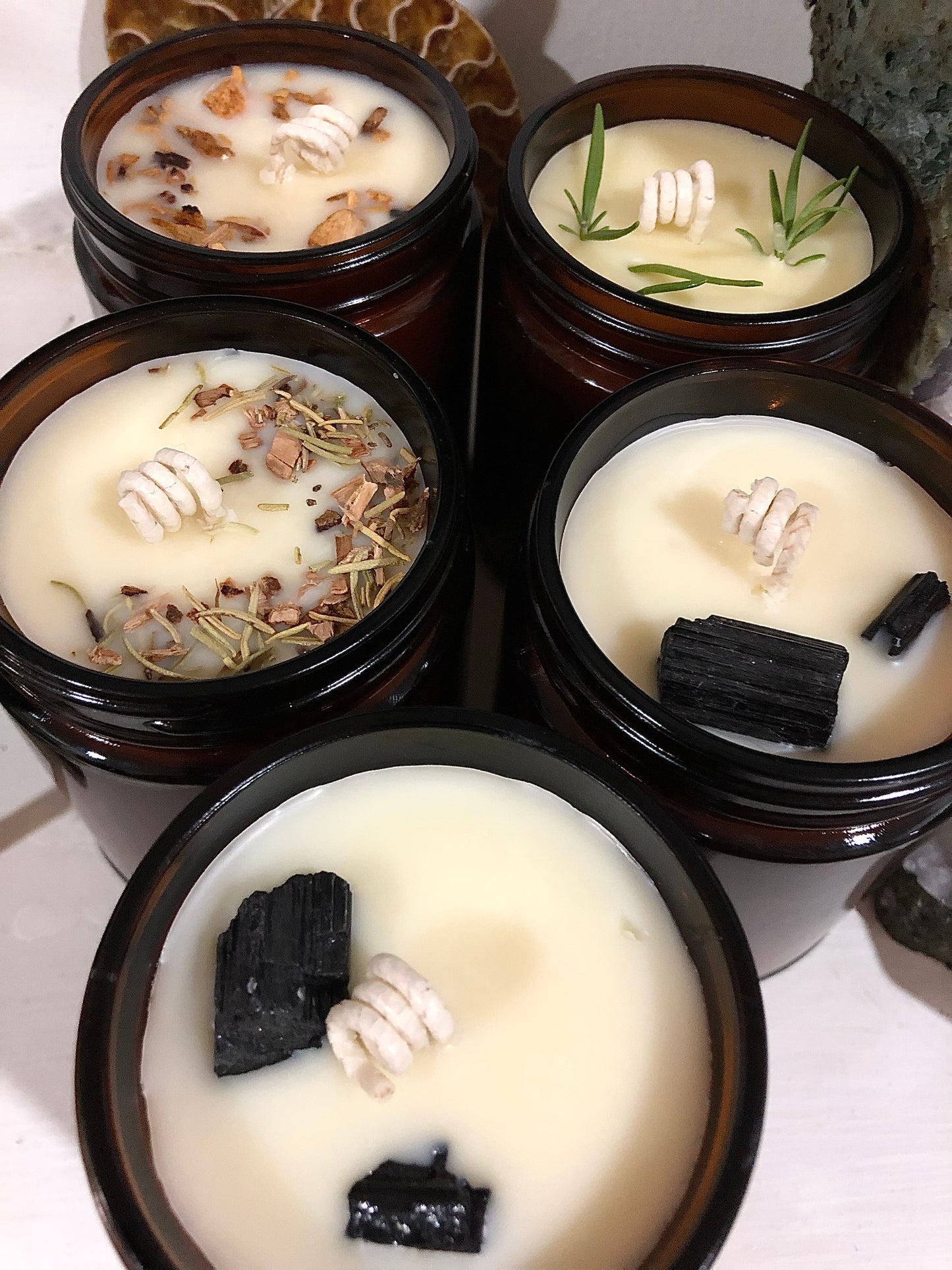 Frankincense & Myrrh Natural Candle w/ Tourmaline for Protection ~ Essential Oils Only ~ All Natural ~ No Fragrances~ Chemical and Soy Free*