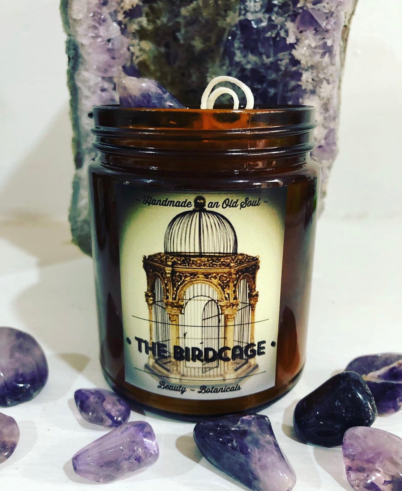 Wisteria */ Amethyst ~ Essence Oil Organic Beeswax Candle infused with Amethyst Healing Powers* ~ Gemstone Candle ~ please read Item Details*