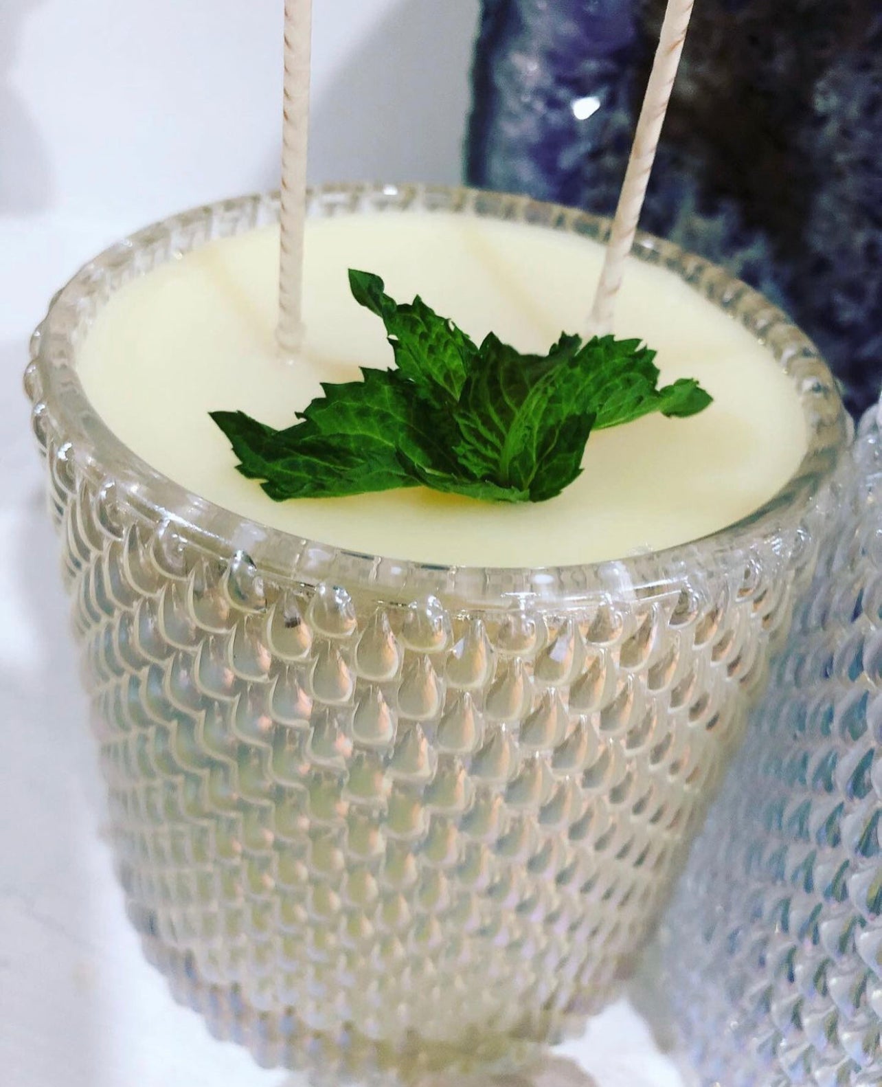 Anastasia *~ Iridescent glass vessel filled with the Natural scent of your dreams*~Natural Hand poured Candle~ Essential Oils only