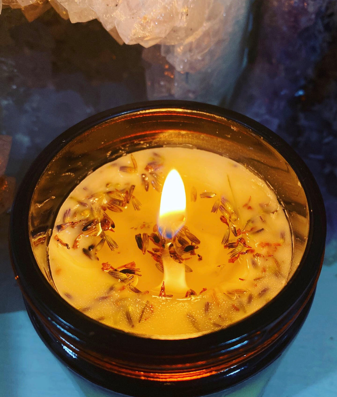 Vanilla, Lavender & Lemon Organic Beeswax Handmade Candles ~ Essential Oils ~ dried Lavender ~ Soy FREE* ~ Palm Oil FREE* ~ Paraffin FREE**