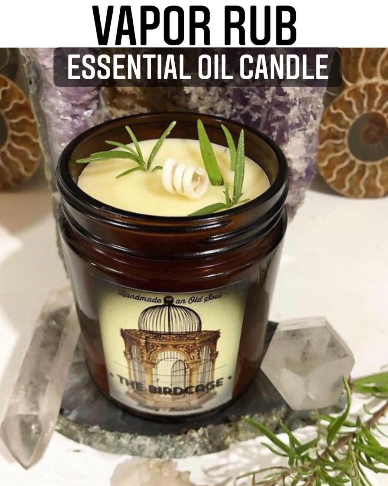 Vapor Rub* ~ Organic Wax Handmade Candle ~ (*smells like vapor rub*) Essential Oils ~ No perfumes ~ Congestion Aid Candle ~ Ideal Winter Candle or cold days*