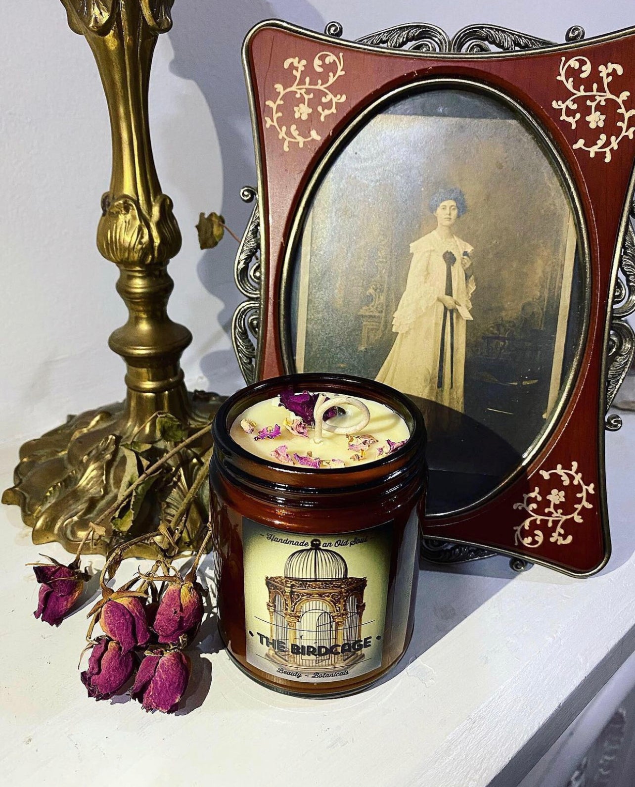 Victorian Love Cage ~ Candle Holder, Rose Candle , Rose Scrub, Victorian Garden Roll on and Pink Lemonade Handmade Soap *