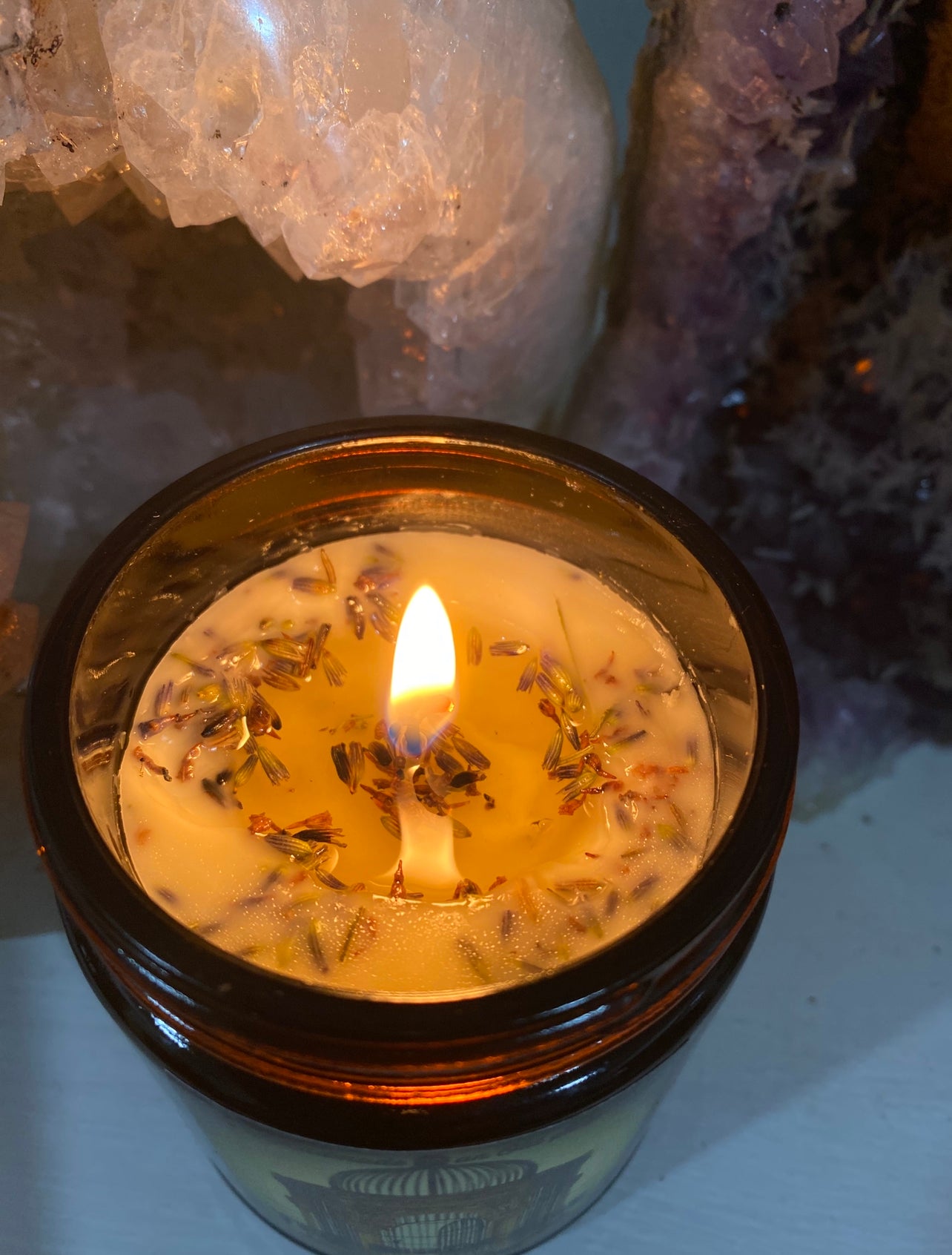 Vanilla, Lavender & Lemon Organic Beeswax Handmade Candles ~ Essential Oils ~ dried Lavender ~ Soy FREE* ~ Palm Oil FREE* ~ Paraffin FREE**