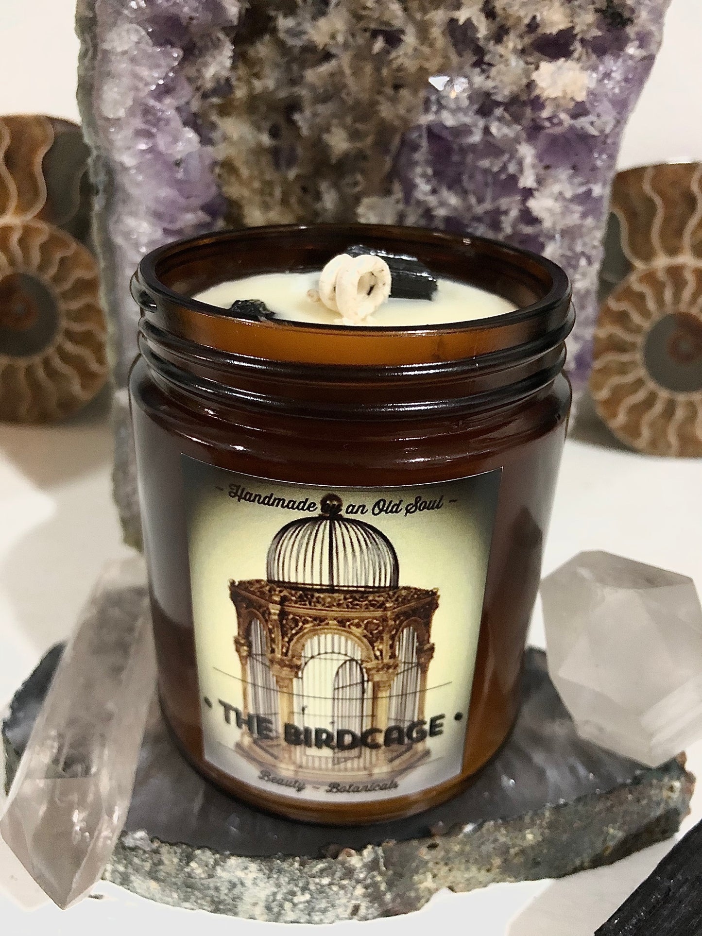 Frankincense & Myrrh Natural Candle w/ Tourmaline for Protection ~ Essential Oils Only ~ All Natural ~ No Fragrances~ Chemical and Soy Free*