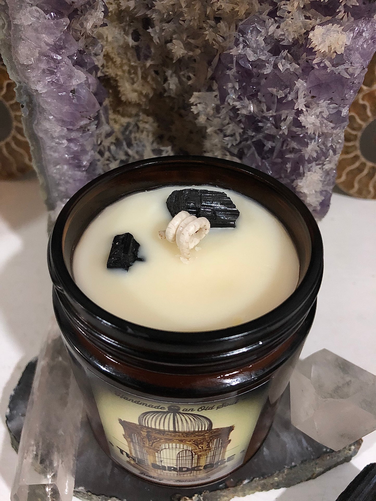 Frankincense & Myrrh Natural Candle w/ Tourmaline for Protection ~ Essential Oils Only ~ All Natural ~ No Fragrances~ Chemical and Soy Free*