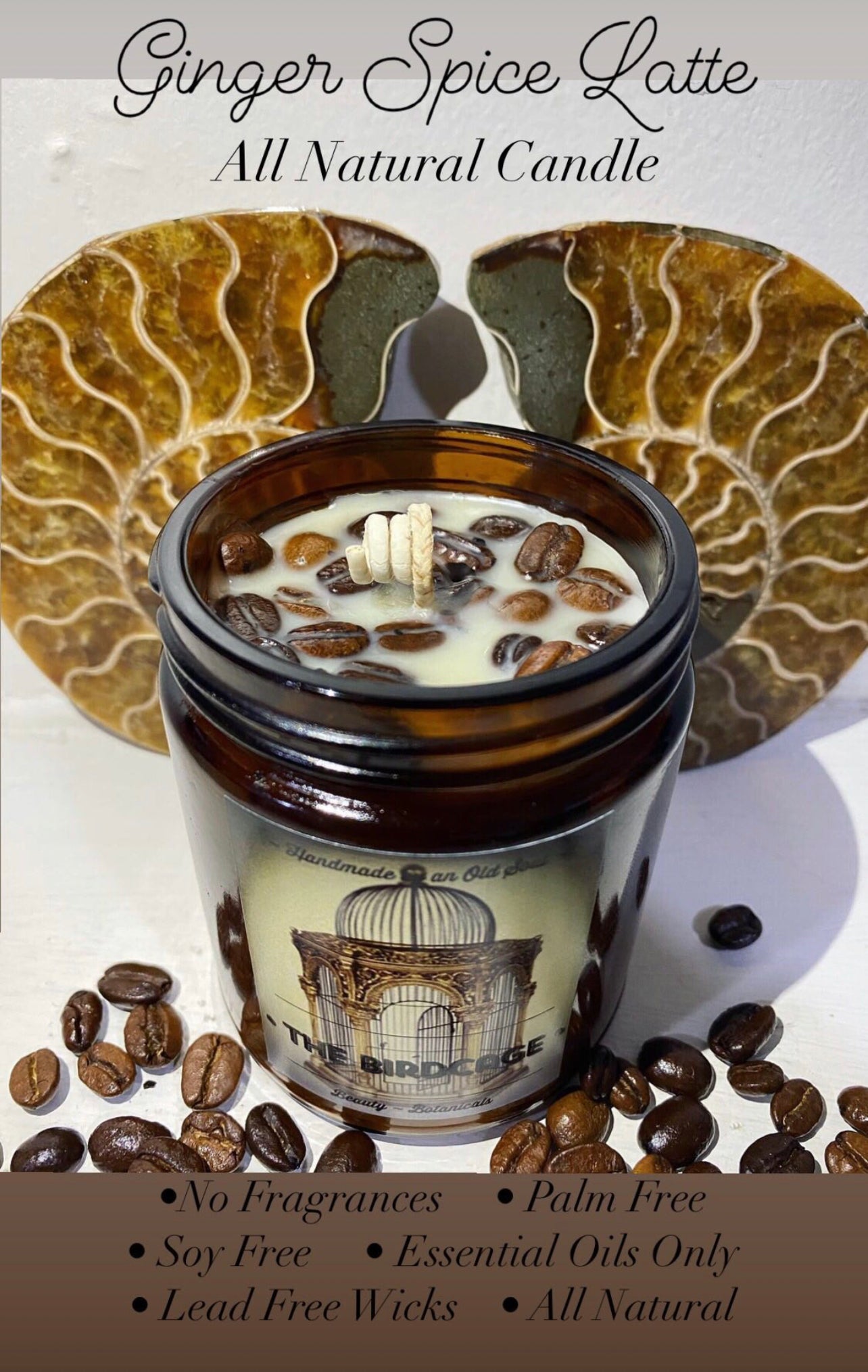 Ginger Spice Latte Candle ~ Essential Oils Only ~ All Natural ~ No Fragrances~ Chemical Free ~ Soy Free*