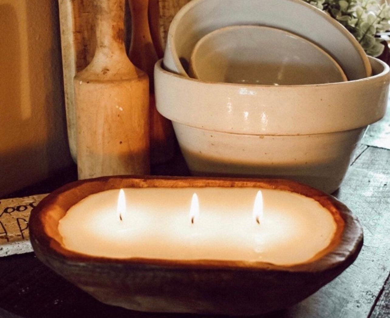 Dough Bowl Candle ~ 3 or 4 wick candle ~ Dough Bowl Candle ~ Bread Bowl Candle ~ Rustic Candle ~ Essential Oils ~ Soy Free*