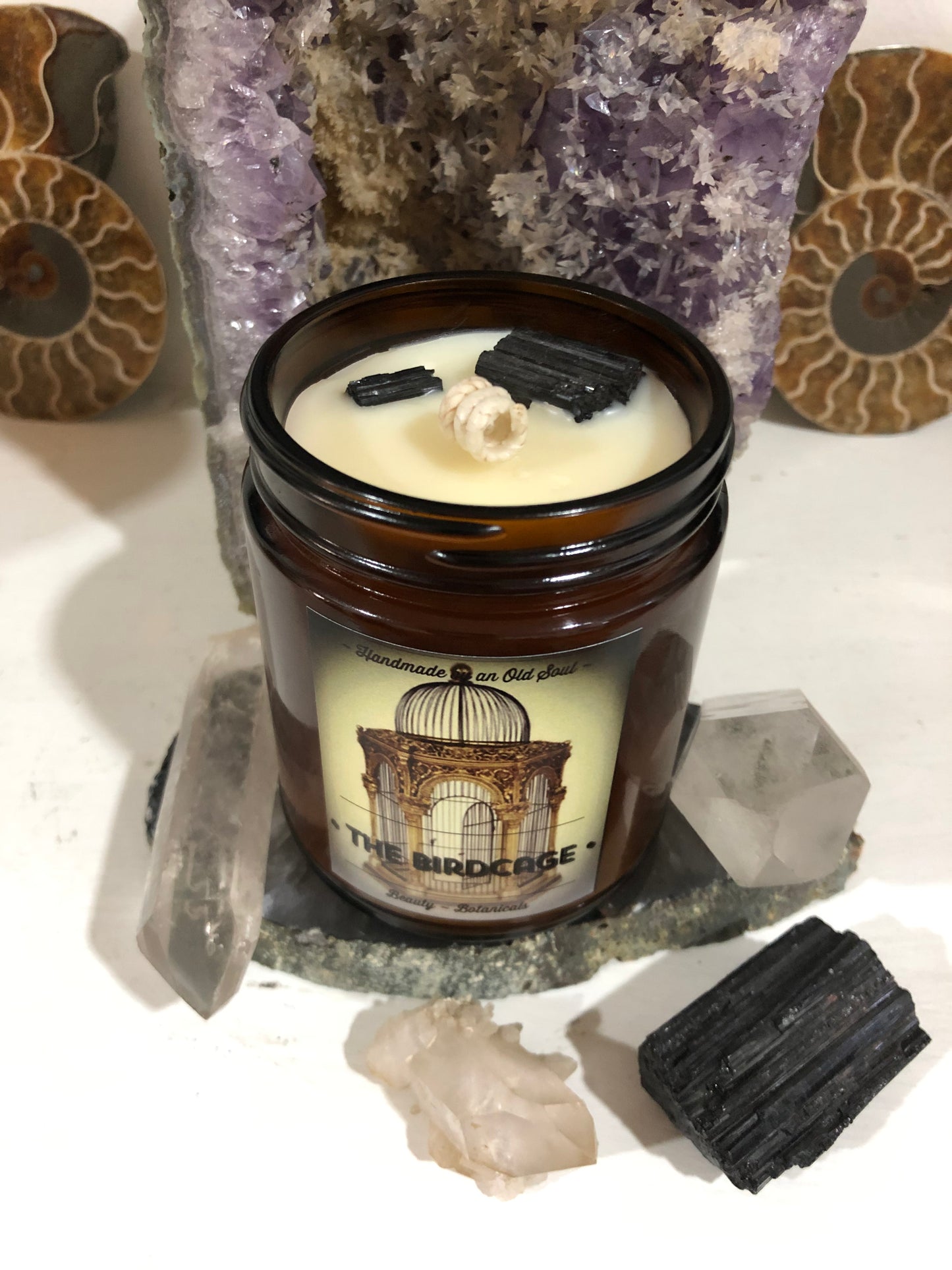 Frankincense & Myrrh Natural Candle w/ Tourmaline for Protection ~ Essential Oils Only ~ All Natural ~ No Fragrances~ Chemical and Soy Free*