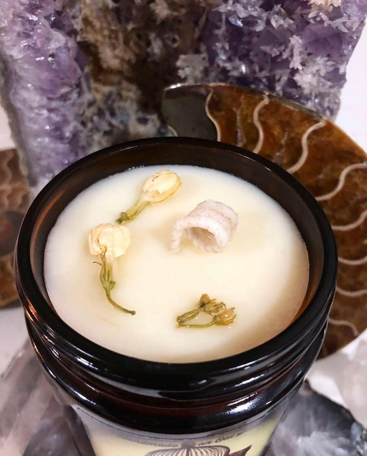 Vetiver Blends Natural Candle w/ Organic Jasmine Flowers ~ w/ Magnolia or Ylang Ylang or Clary Sage Essential Oils Only ~ Soy Free*