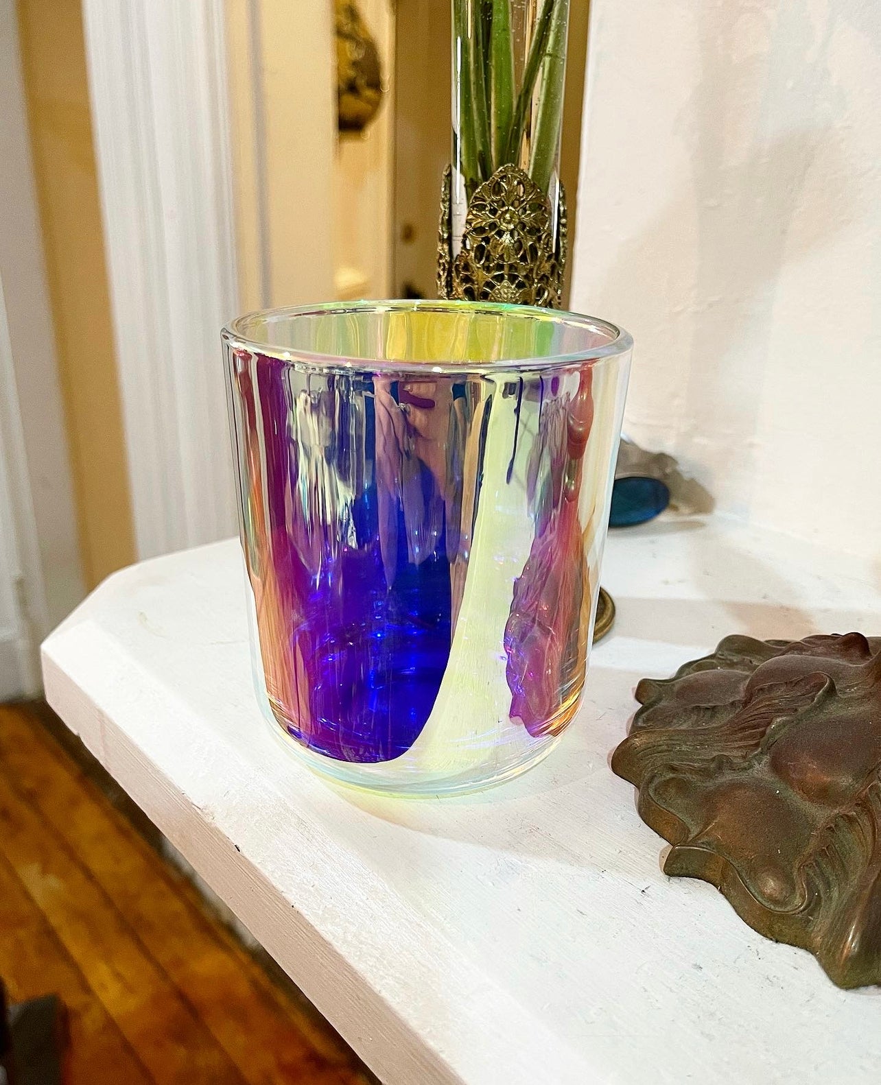 Iris ~ 18oz Iridescent Vessel ~ Organic Wax ~ All Natural Candle ~ Soy Free ~ Essential Oil Candle