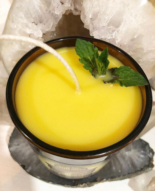 Tangerine & Spearmint Organic Beeswax Candle ~ Essential oil candles* pure , natural, no chemical perfumes*