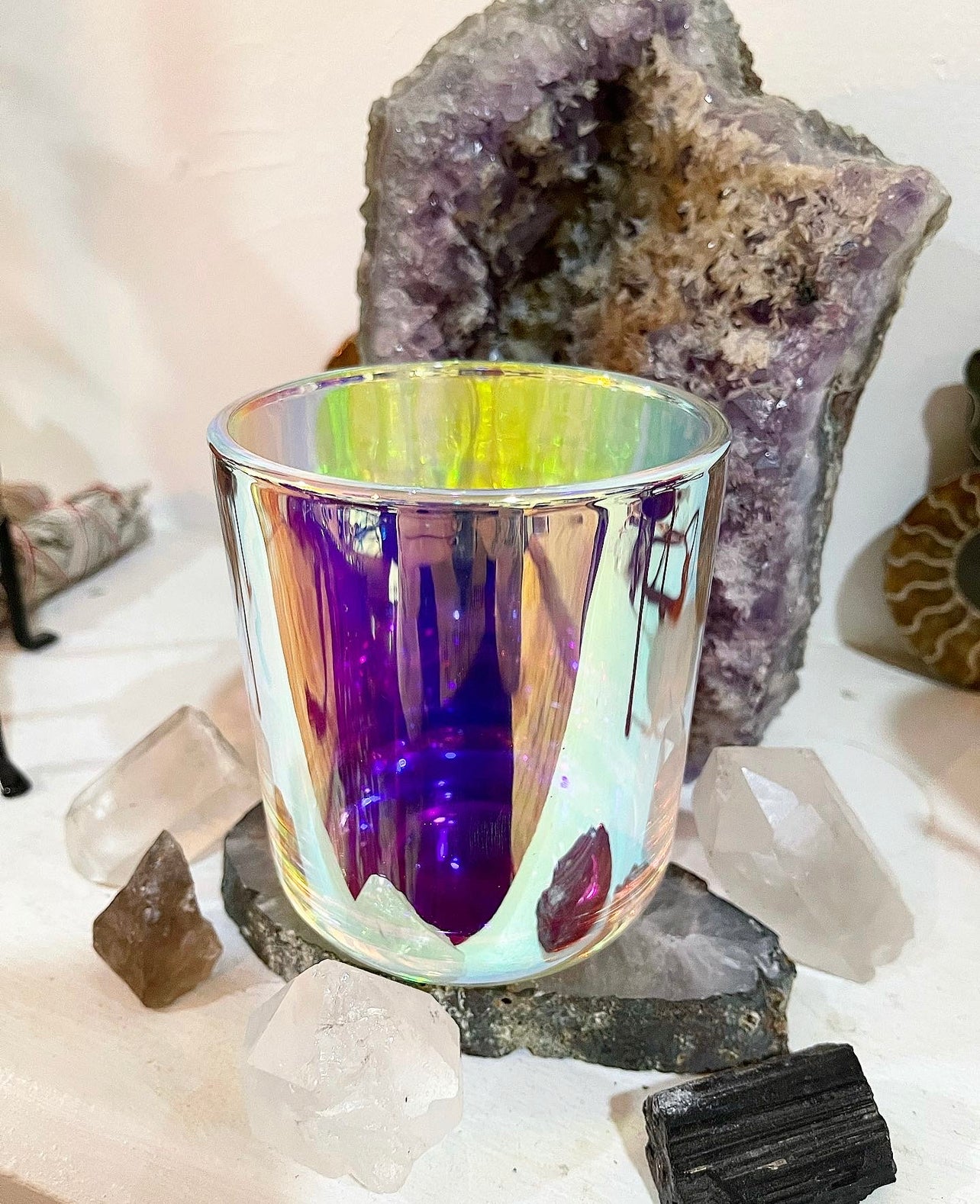 Iris ~ 18oz Iridescent Vessel ~ Organic Wax ~ All Natural Candle ~ Soy Free ~ Essential Oil Candle