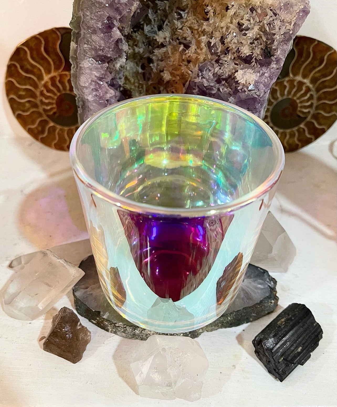 Iris ~ 18oz Iridescent Vessel ~ Organic Wax ~ All Natural Candle ~ Soy Free ~ Essential Oil Candle