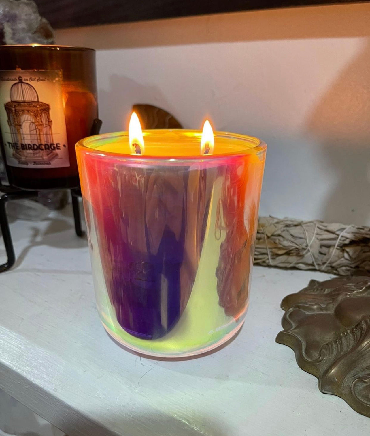 Iris ~ 18oz Iridescent Vessel ~ Organic Wax ~ All Natural Candle ~ Soy Free ~ Essential Oil Candle