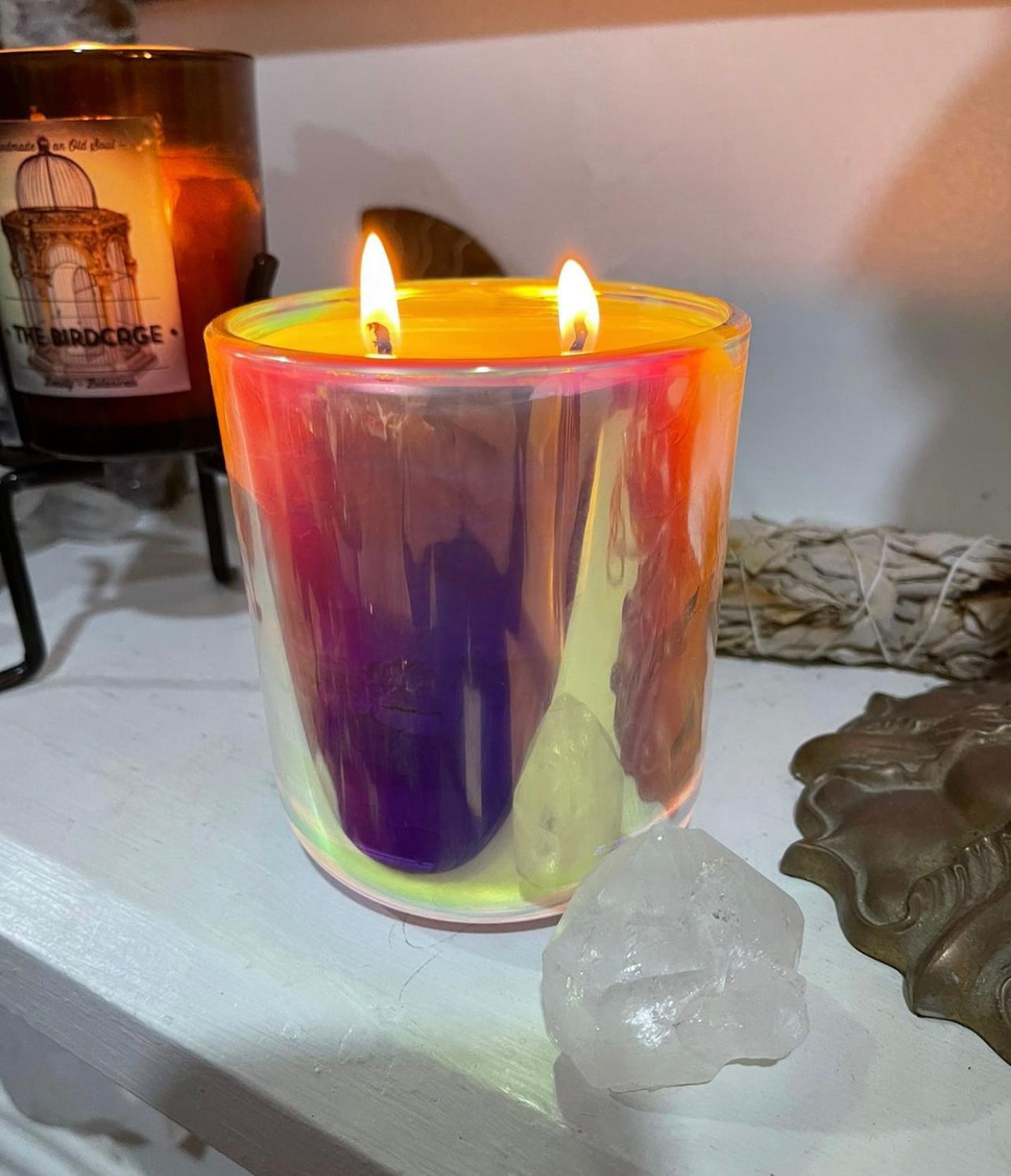 Iris ~ 18oz Iridescent Vessel ~ Organic Wax ~ All Natural Candle ~ Soy Free ~ Essential Oil Candle