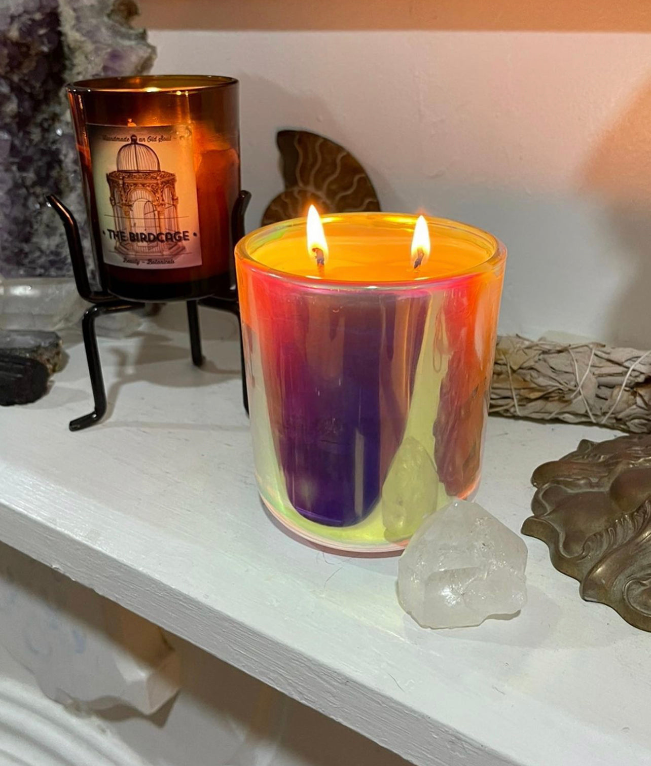 Iris ~ 18oz Iridescent Vessel ~ Organic Wax ~ All Natural Candle ~ Soy Free ~ Essential Oil Candle