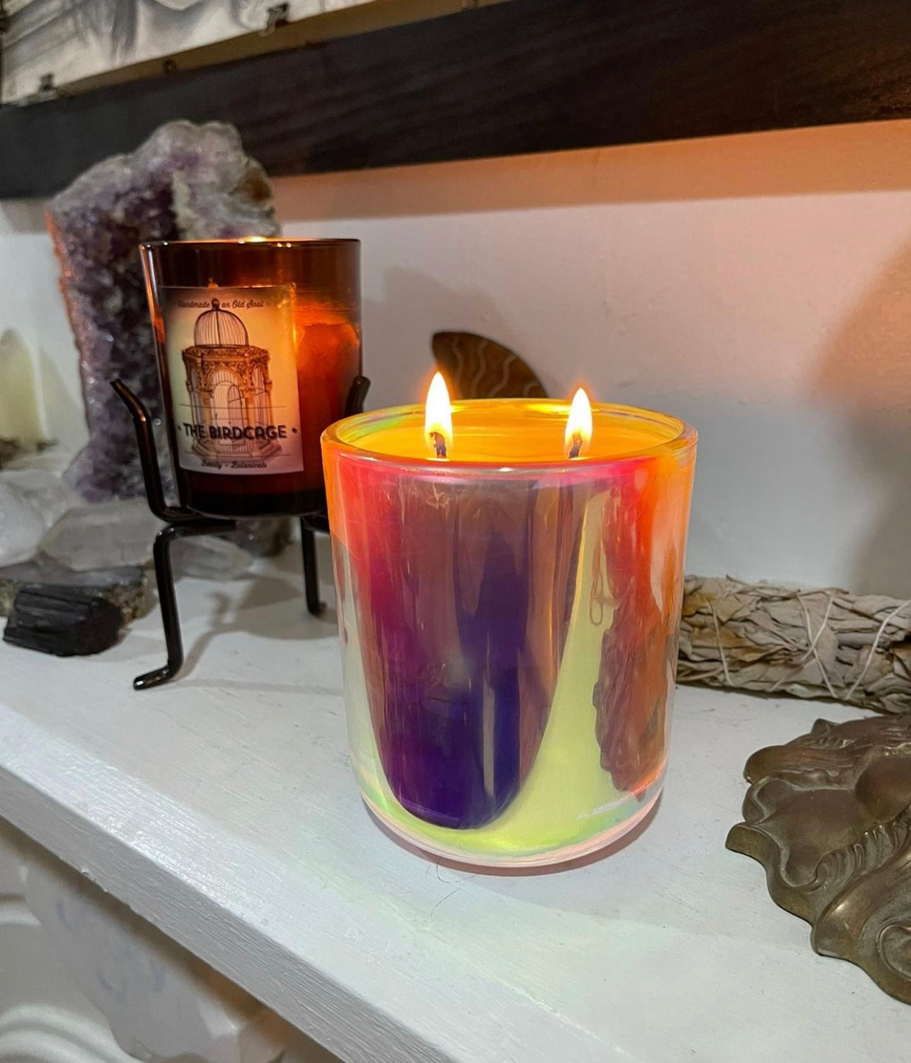 Iris ~ 18oz Iridescent Vessel ~ Organic Wax ~ All Natural Candle ~ Soy Free ~ Essential Oil Candle