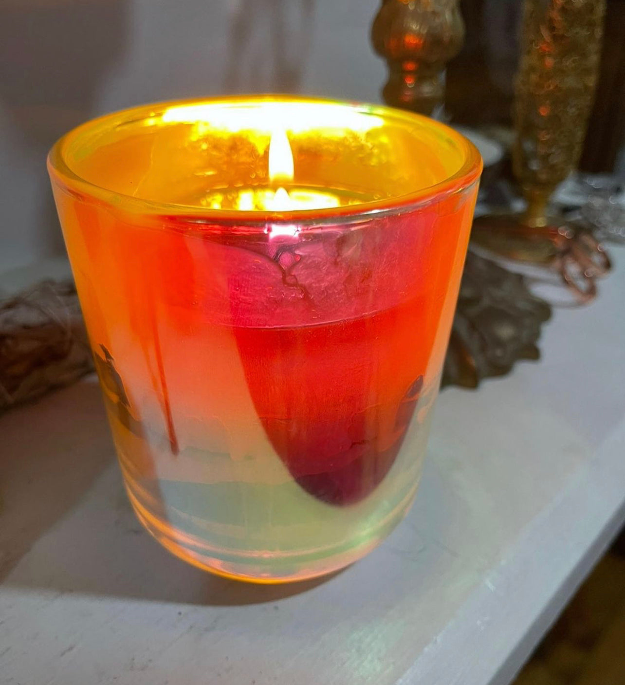 Iris ~ 18oz Iridescent Vessel ~ Organic Wax ~ All Natural Candle ~ Soy Free ~ Essential Oil Candle